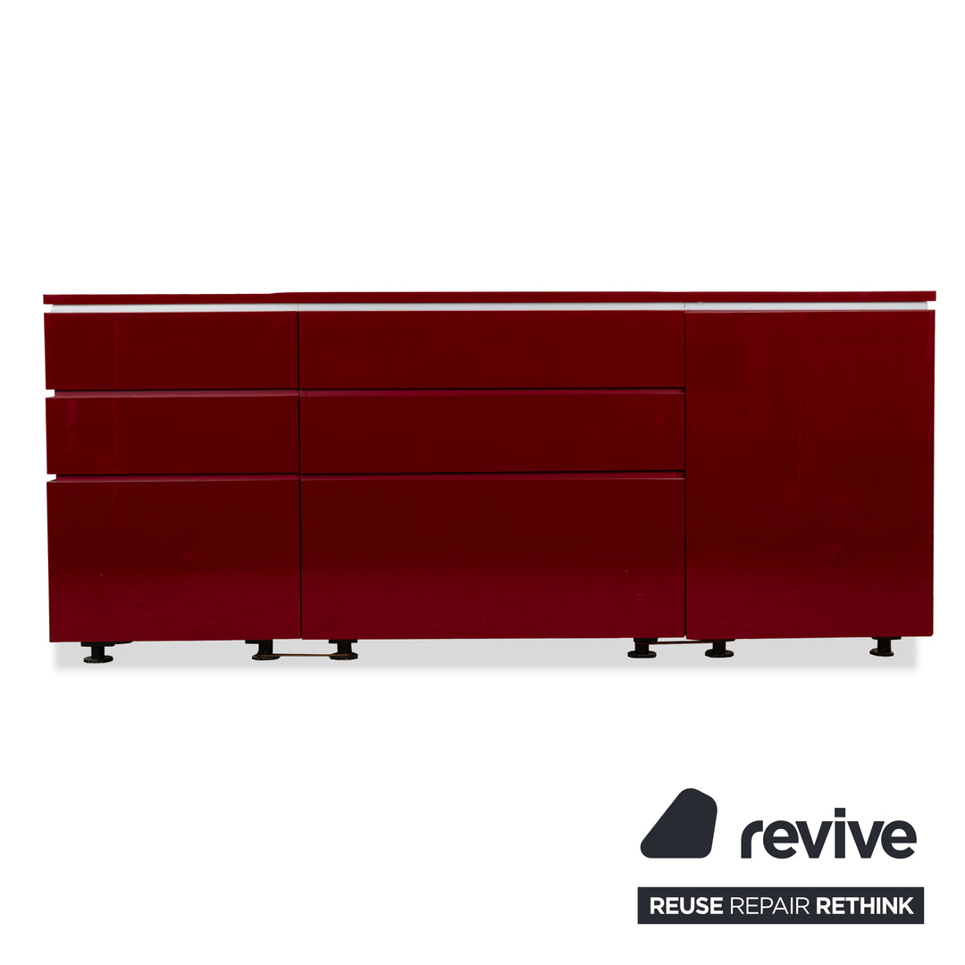 Interlübke Cube Holz Sideboard Rot Hochglanz elektrische Funktion