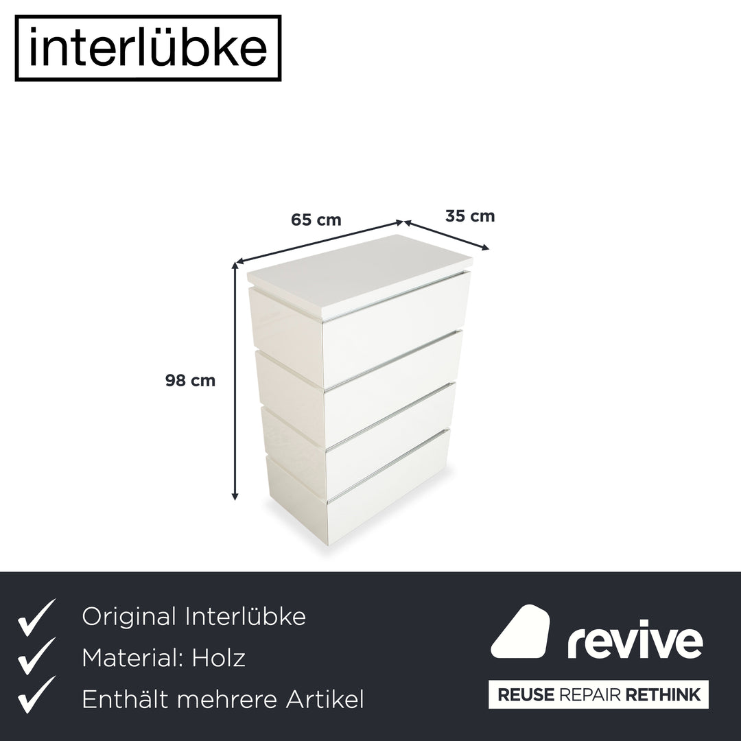 Interlübke Cube Set Sideboard Chest of Drawers White High Gloss Wood