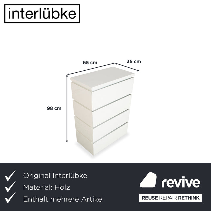 Interlübke Cube Set Sideboard Chest of Drawers White High Gloss Wood