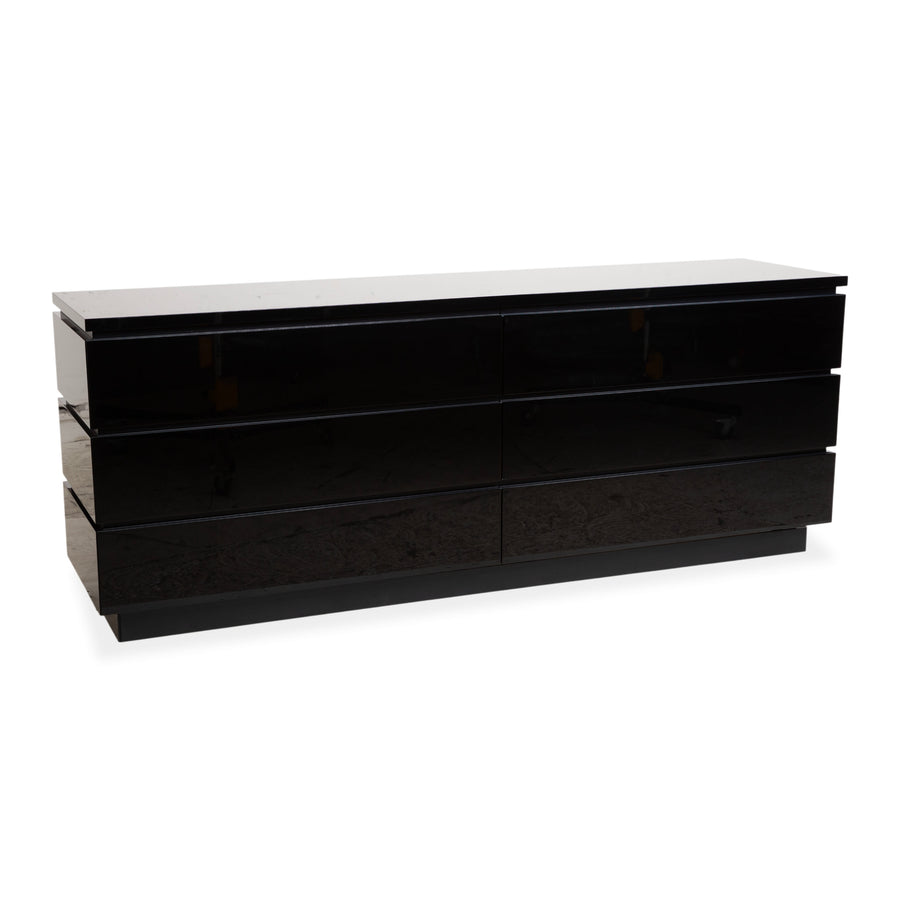 Interlübke Cube Sideboard Kommode Schwarz hochglänzend Holz mit 6 Schubladen