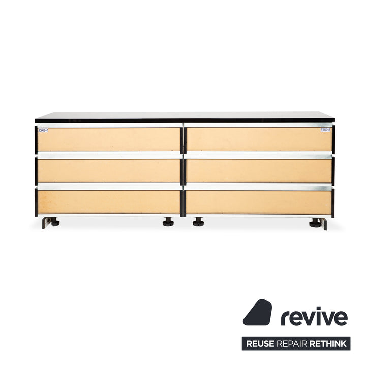 Interlübke Cube Sideboard Kommode Schwarz hochglänzend Holz mit 6 Schubladen