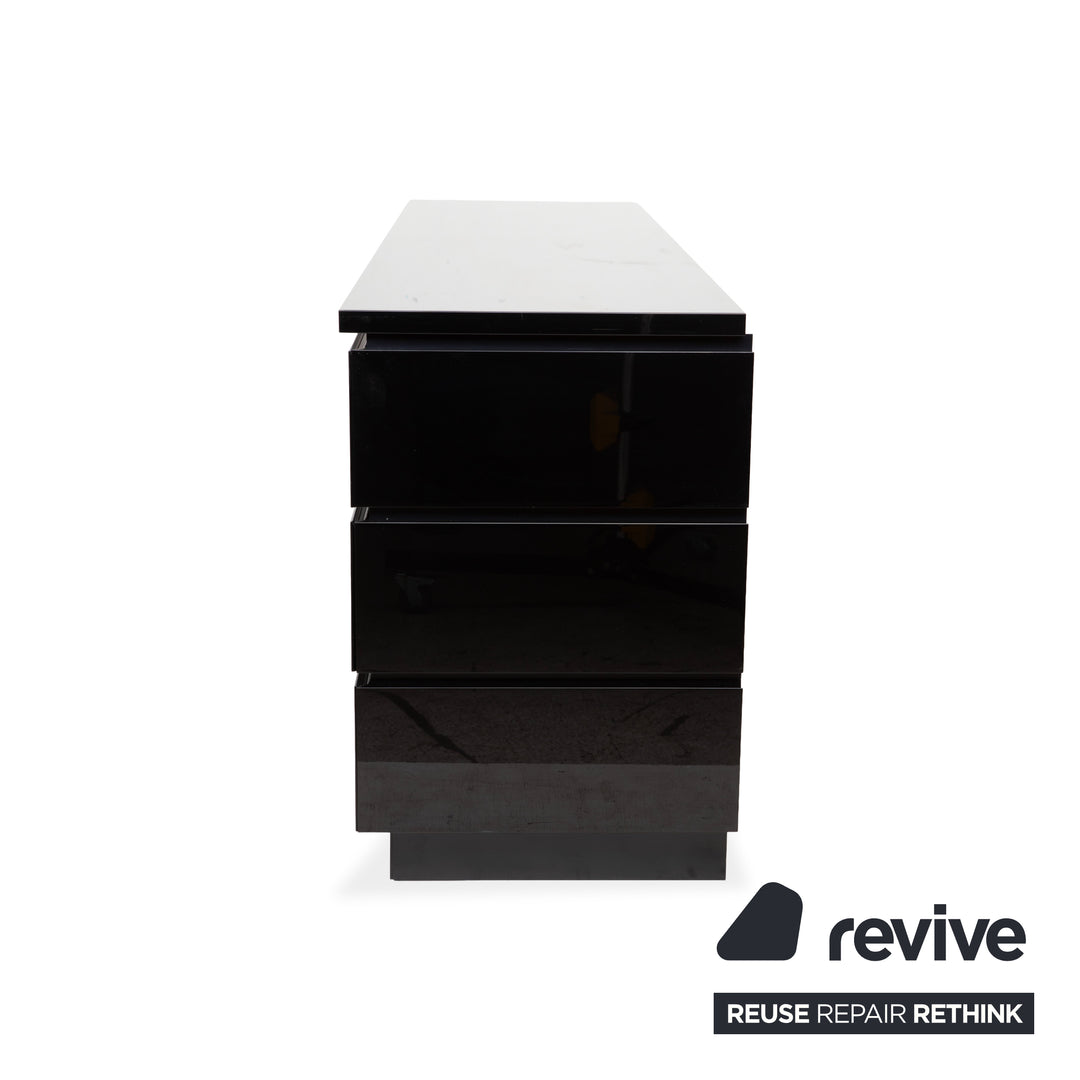 Interlübke Cube Sideboard Kommode Schwarz hochglänzend Holz mit 6 Schubladen