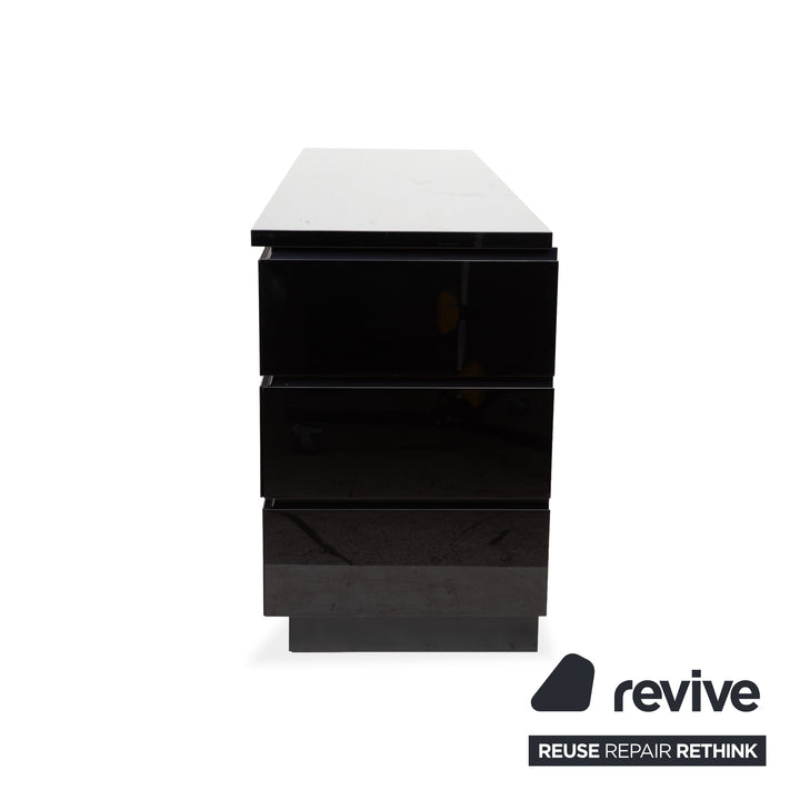 Interlübke Cube Sideboard Kommode Schwarz hochglänzend Holz mit 6 Schubladen
