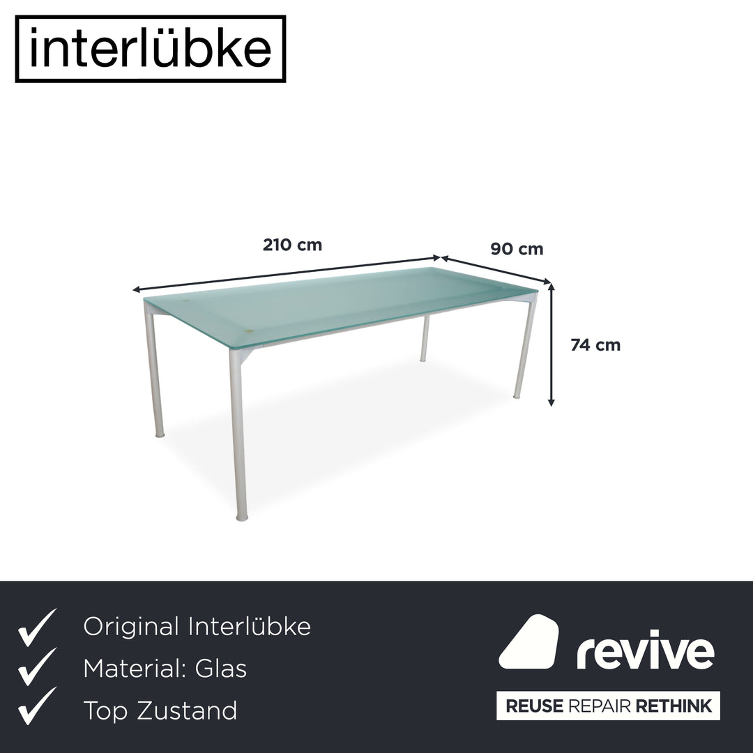 Interlübke Glas Metall Schreibtisch pulverbeschichtet 210 x 90 cm