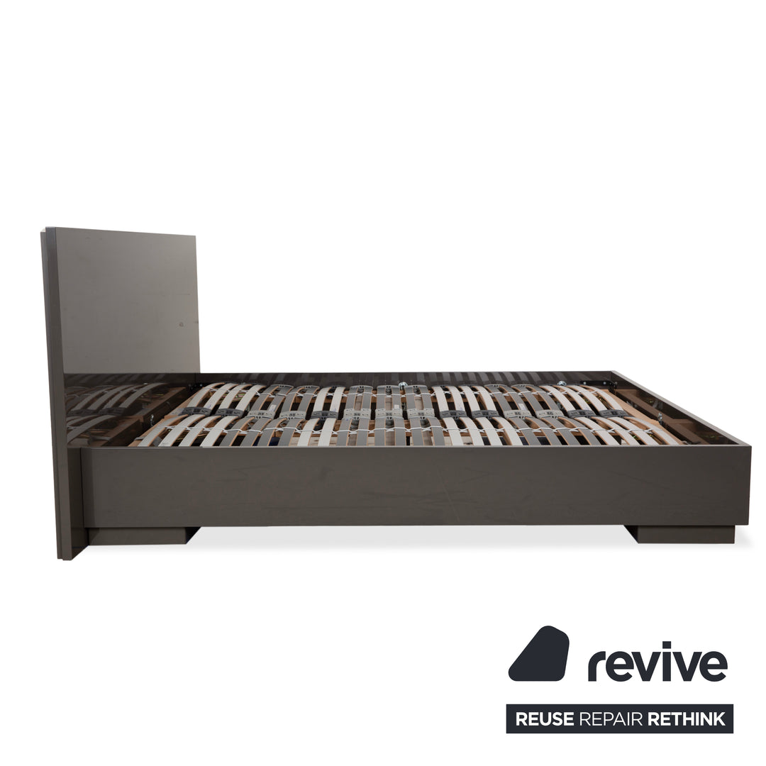 Interlübke wooden bed, grey taupe high gloss, 200x200