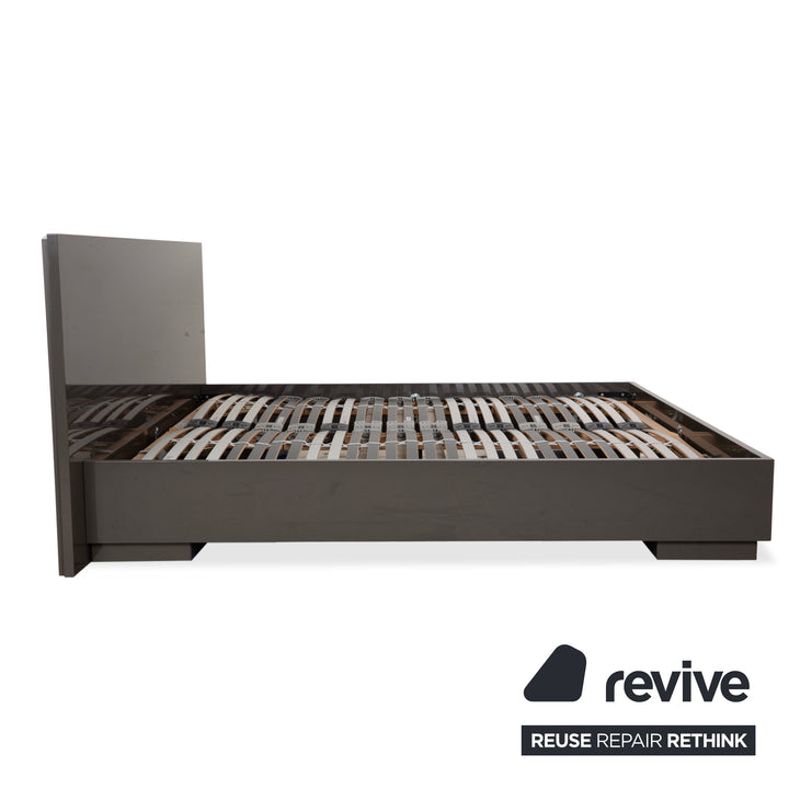 Interlübke wooden bed, grey taupe high gloss, 200x200