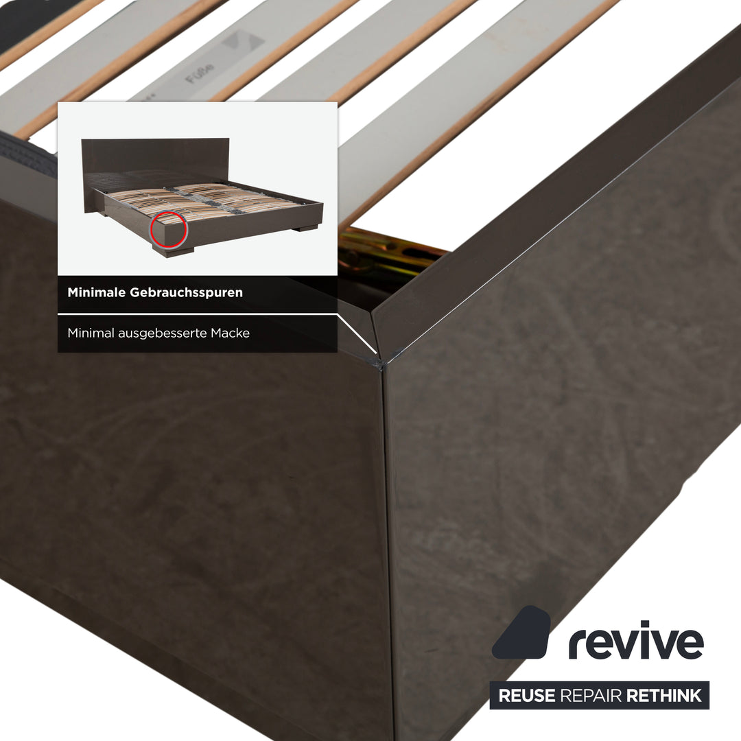 Interlübke wooden bed, grey taupe high gloss, 200x200