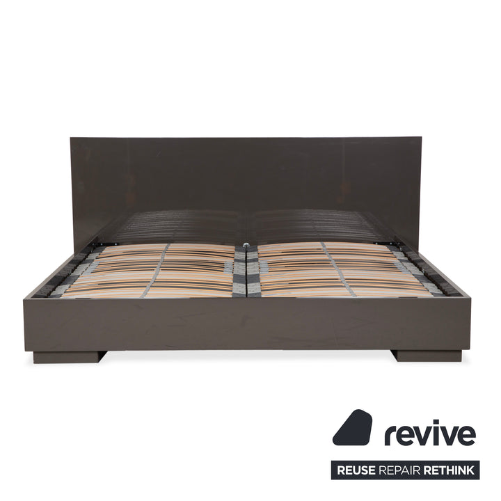 Interlübke wooden bed, grey taupe high gloss, 200x200