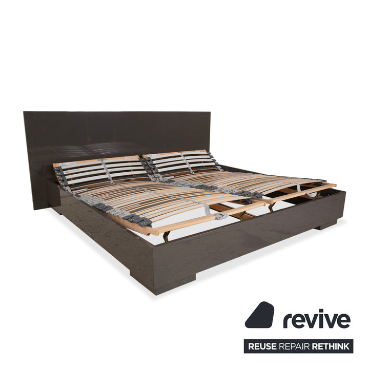 Interlübke wooden bed, grey taupe high gloss, 200x200