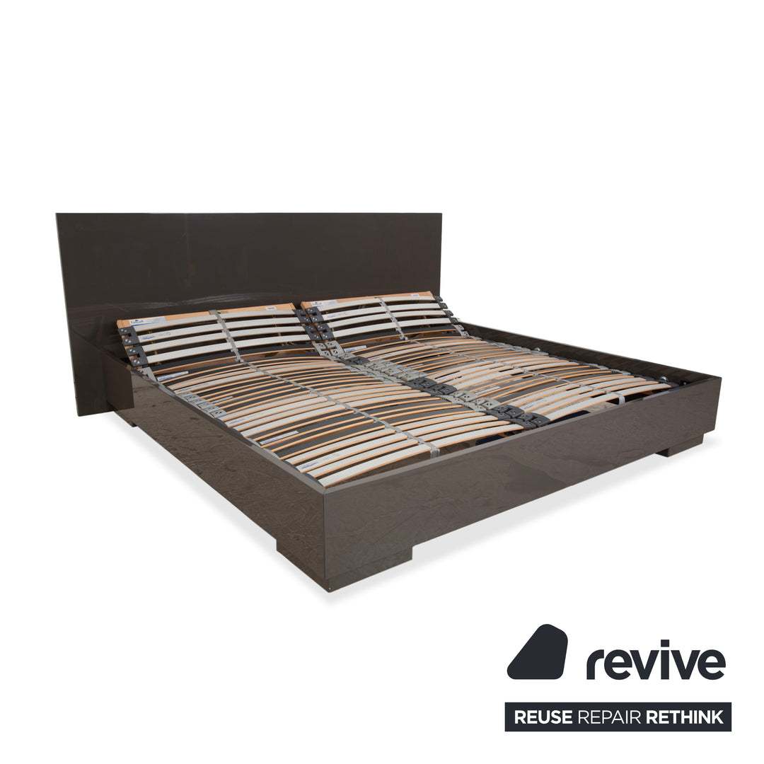 Interlübke wooden bed, grey taupe high gloss, 200x200