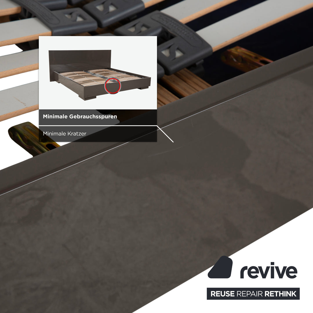 Interlübke wooden bed, grey taupe high gloss, 200x200