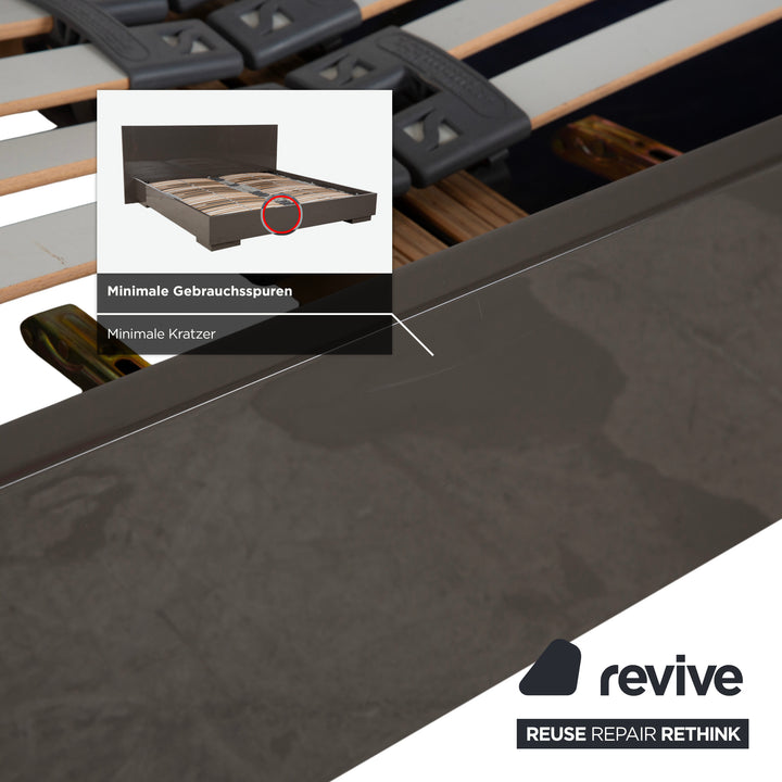 Interlübke wooden bed, grey taupe high gloss, 200x200