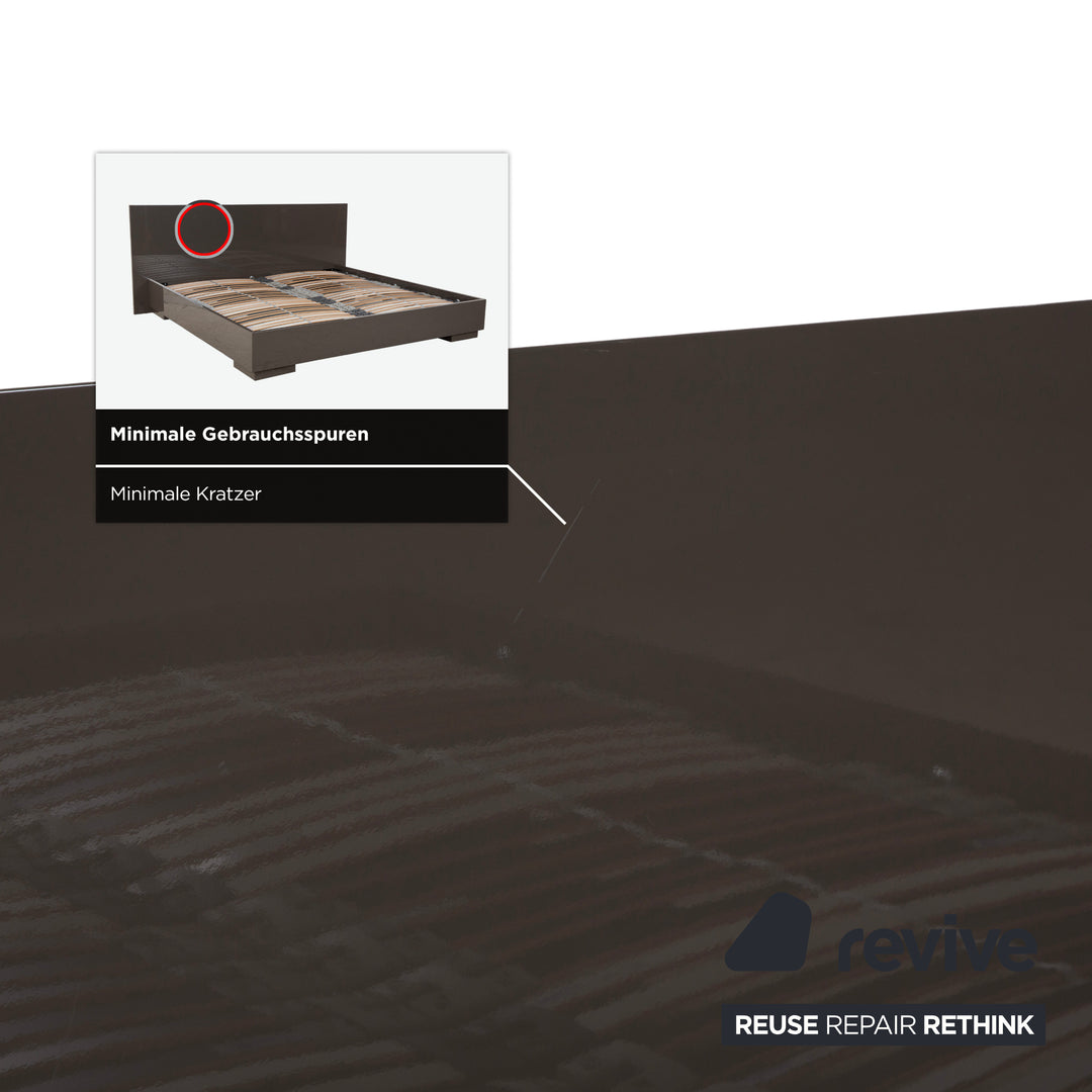 Interlübke wooden bed, grey taupe high gloss, 200x200