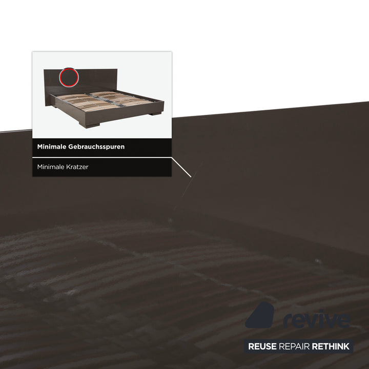 Interlübke wooden bed, grey taupe high gloss, 200x200