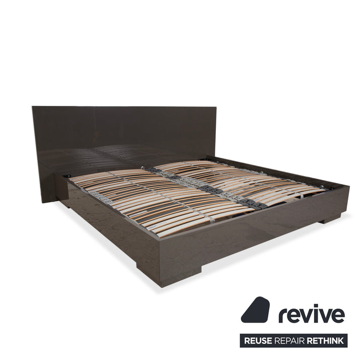 Interlübke wooden bed, grey taupe high gloss, 200x200