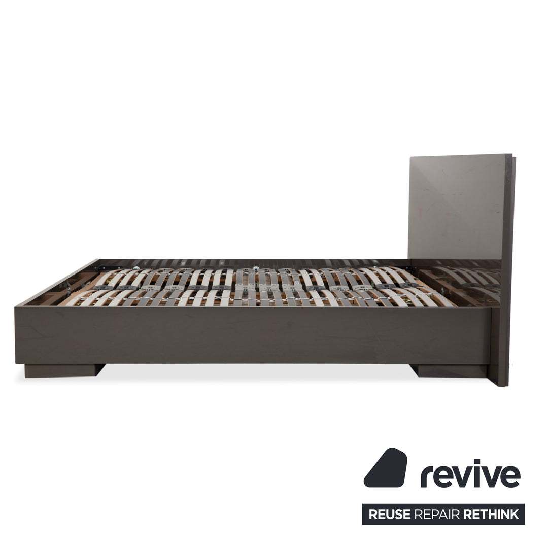 Interlübke wooden bed, grey taupe high gloss, 200x200