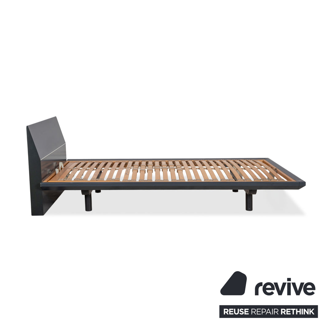 Interlübke Holz Bett + Nachttisch Dunkelblau Navyblau Schlafzimmer