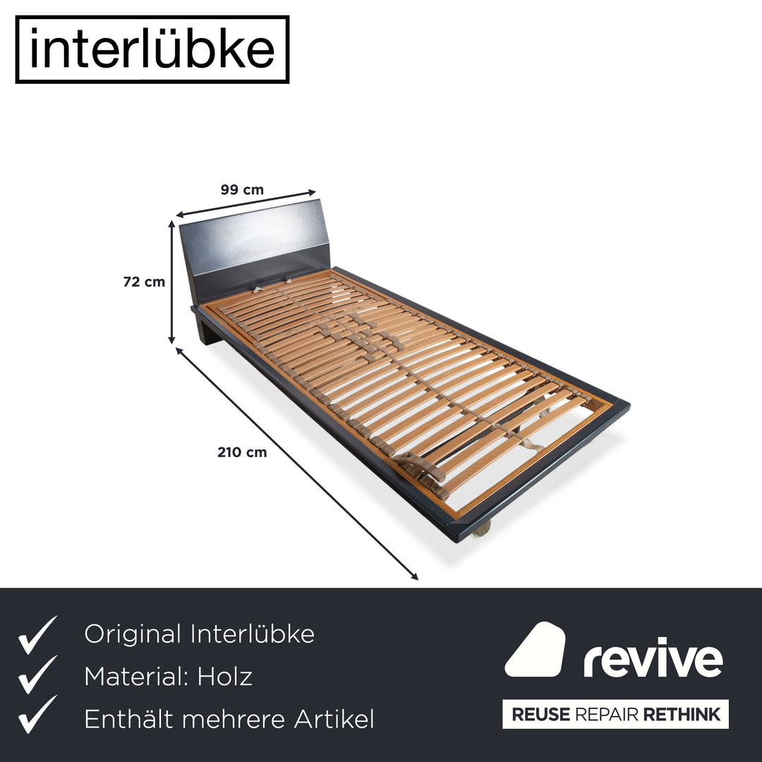 Interlübke Holz Bett + Nachttisch Dunkelblau Navyblau Schlafzimmer