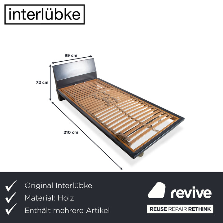 Interlübke Holz Bett + Nachttisch Dunkelblau Navyblau Schlafzimmer