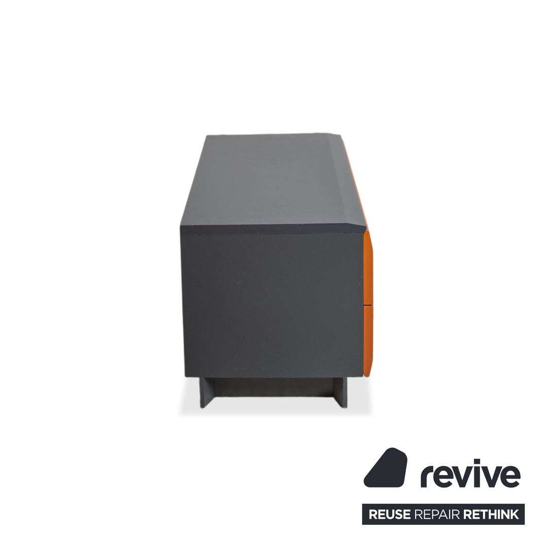 Interlübke Holz Bett + Nachttisch Dunkelblau Navyblau Schlafzimmer