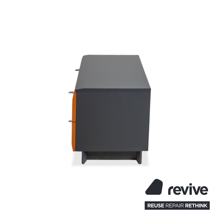 Interlübke Holz Bett + Nachttisch Dunkelblau Navyblau Schlafzimmer