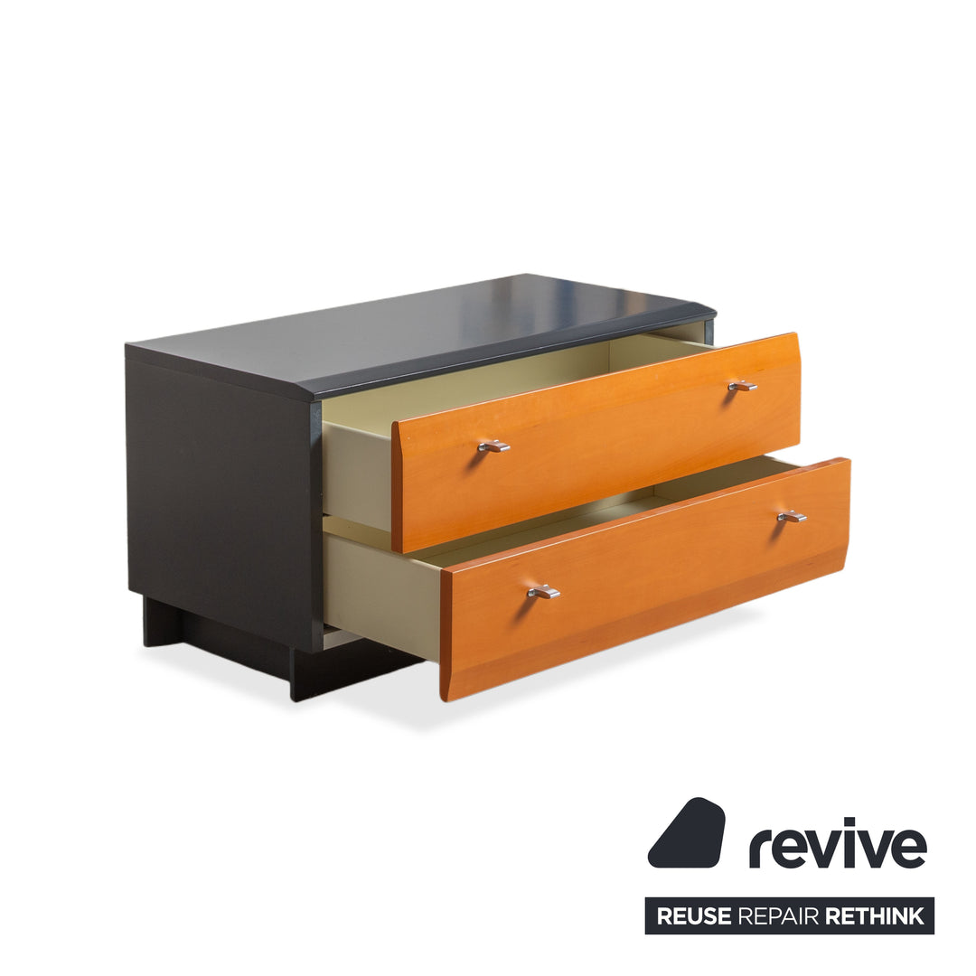 Interlübke Holz Bett + Nachttisch Dunkelblau Navyblau Schlafzimmer