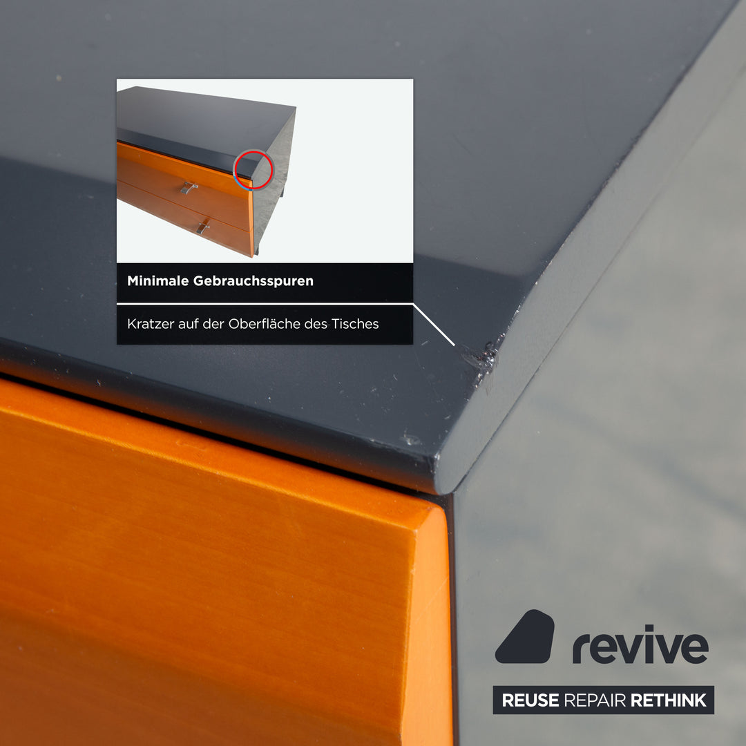 Interlübke Holz Bett + Nachttisch Dunkelblau Navyblau Schlafzimmer