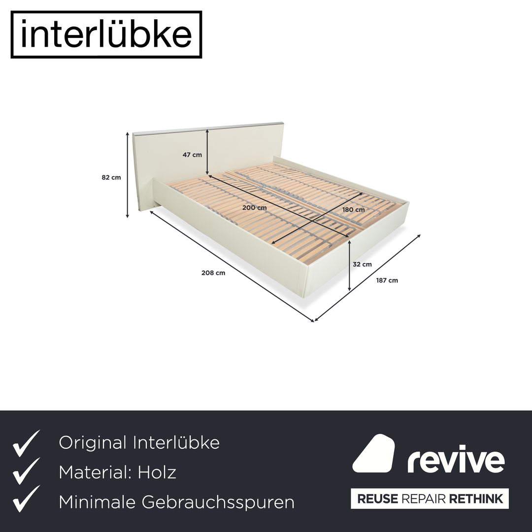 Interlübke Holz Bett Weiß Creme 180x200