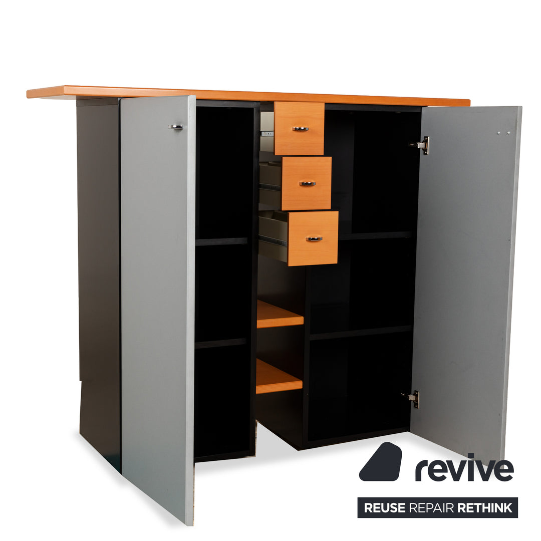 Interlübke Holz Sideboard Braun Grau Schwarz Schrank Schubladen