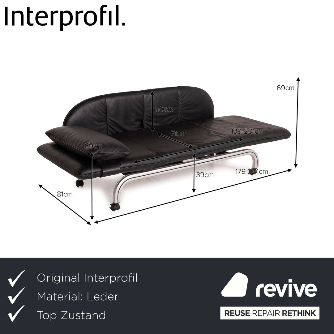 Interprofil Beo Leder Liege Schwarz Funktion Zweisitzer