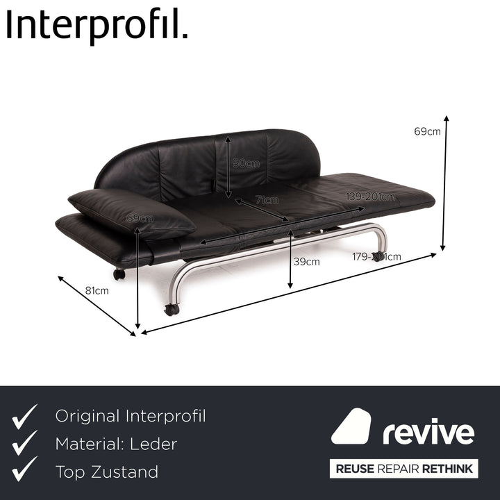Interprofil Beo Leder Liege Schwarz Funktion Zweisitzer