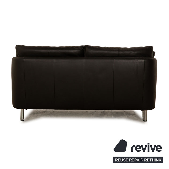 Intertime Cielo Leather Two Seater Black Sofa Couch Manual Function