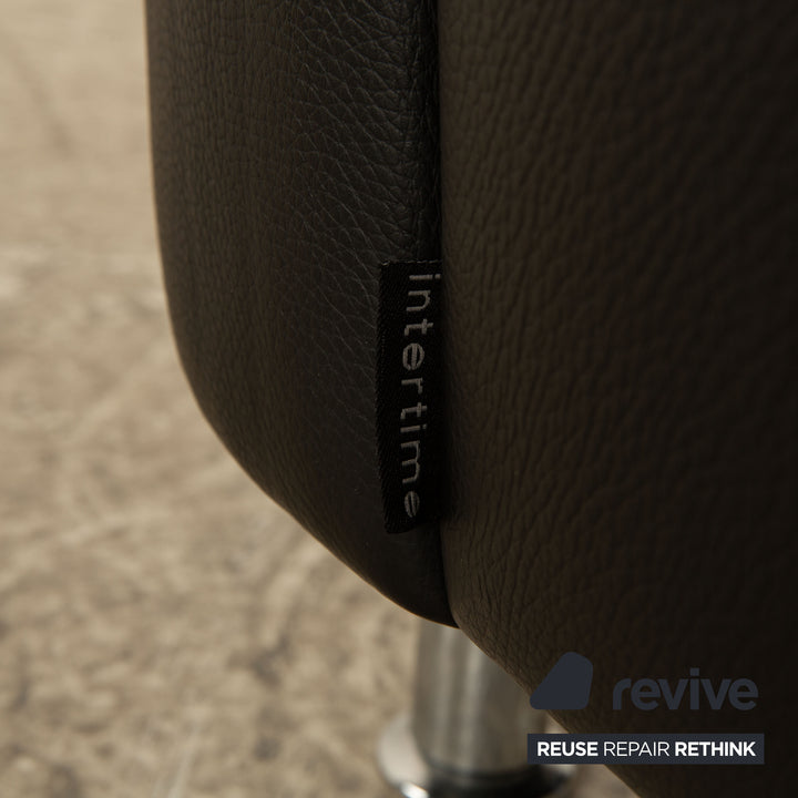 Intertime Cielo Leather Two Seater Black Sofa Couch Manual Function