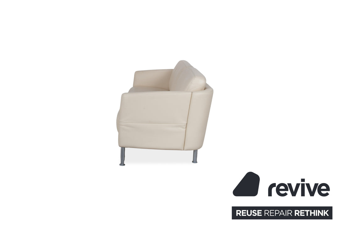 Intertime NIMBUS Leder Dreisitzer Creme manuelle Funktion Sofa Couch