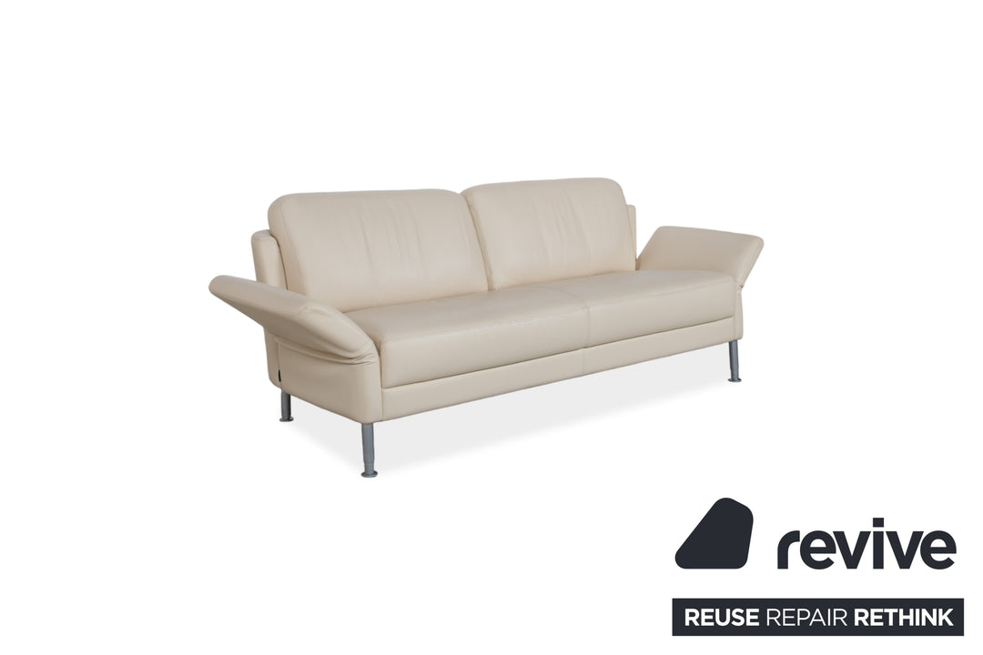 Intertime NIMBUS Leder Dreisitzer Creme manuelle Funktion Sofa Couch