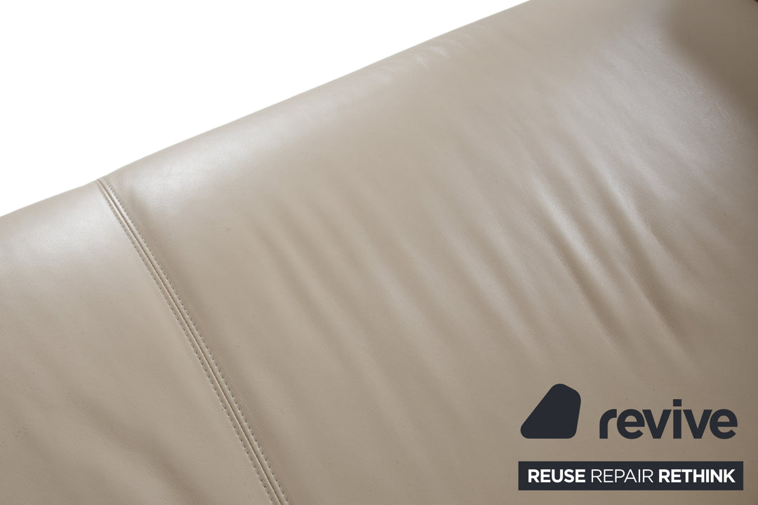 Intertime NIMBUS Leder Dreisitzer Creme manuelle Funktion Sofa Couch