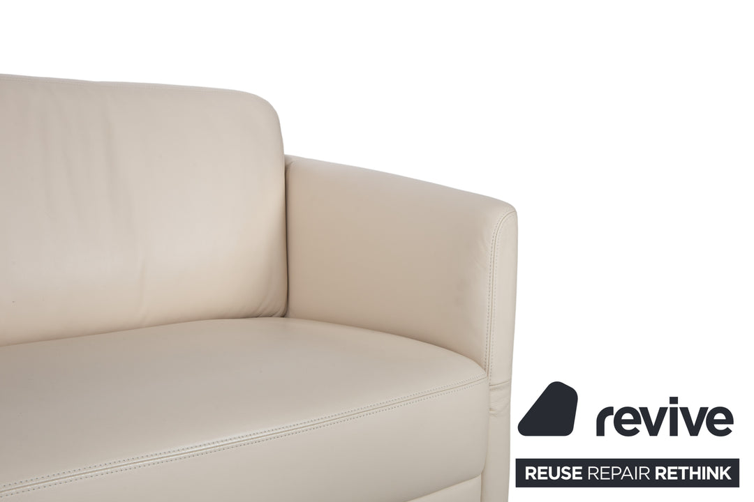 Intertime NIMBUS Leather Three-Seater Cream Manual Function Sofa Couch
