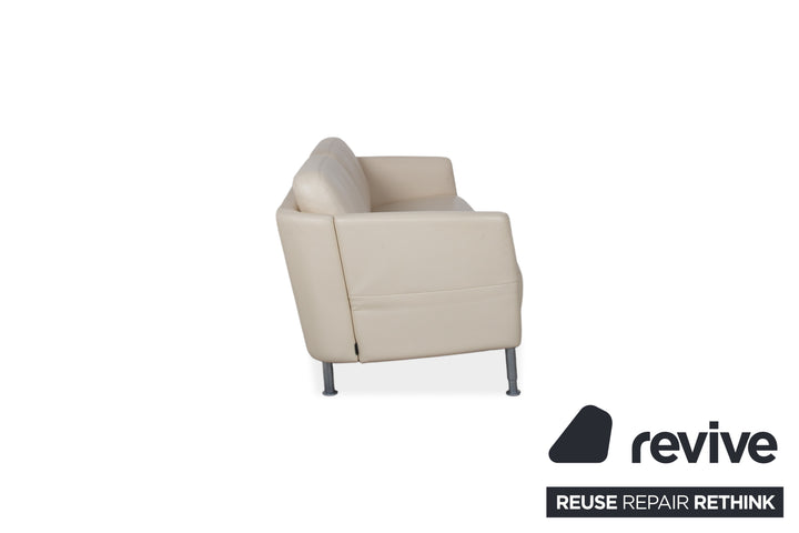 Intertime NIMBUS Leder Dreisitzer Creme manuelle Funktion Sofa Couch