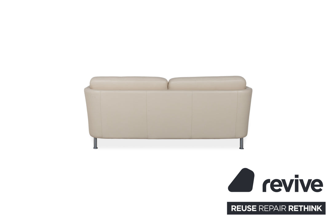 Intertime NIMBUS Leder Dreisitzer Creme manuelle Funktion Sofa Couch