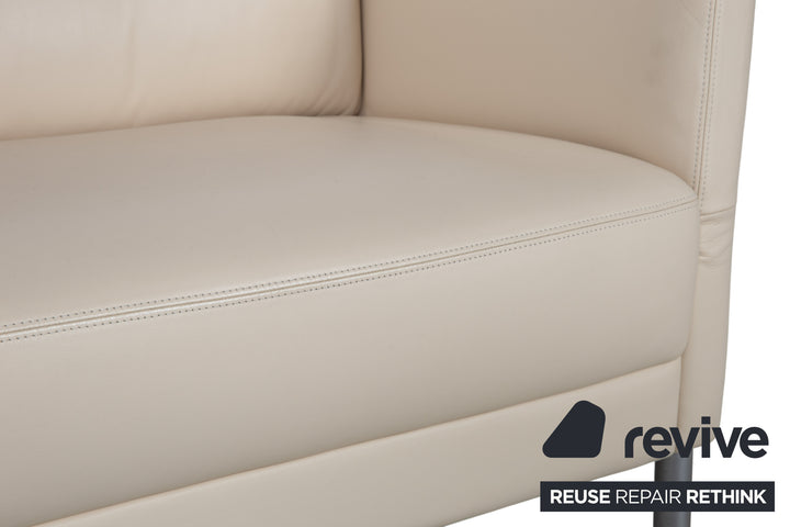 Intertime NIMBUS Leder Dreisitzer Creme manuelle Funktion Sofa Couch