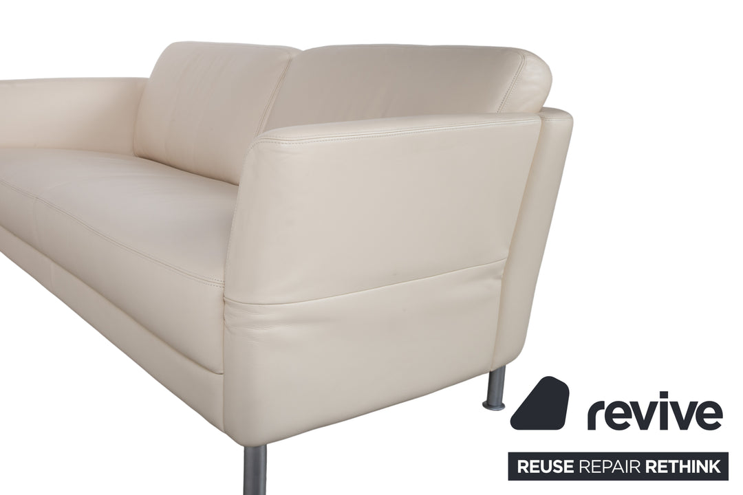 Intertime NIMBUS Leather Three-Seater Cream Manual Function Sofa Couch