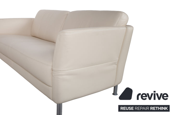 Intertime NIMBUS Leather Three-Seater Cream Manual Function Sofa Couch