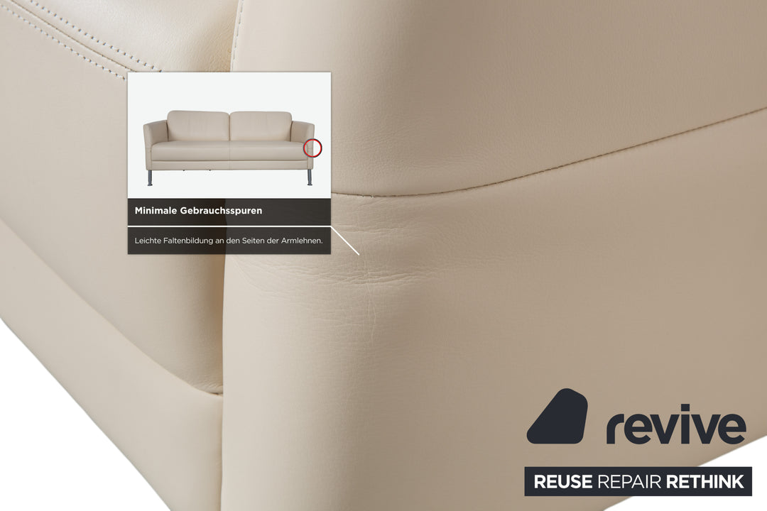 Intertime NIMBUS Leder Dreisitzer Creme manuelle Funktion Sofa Couch