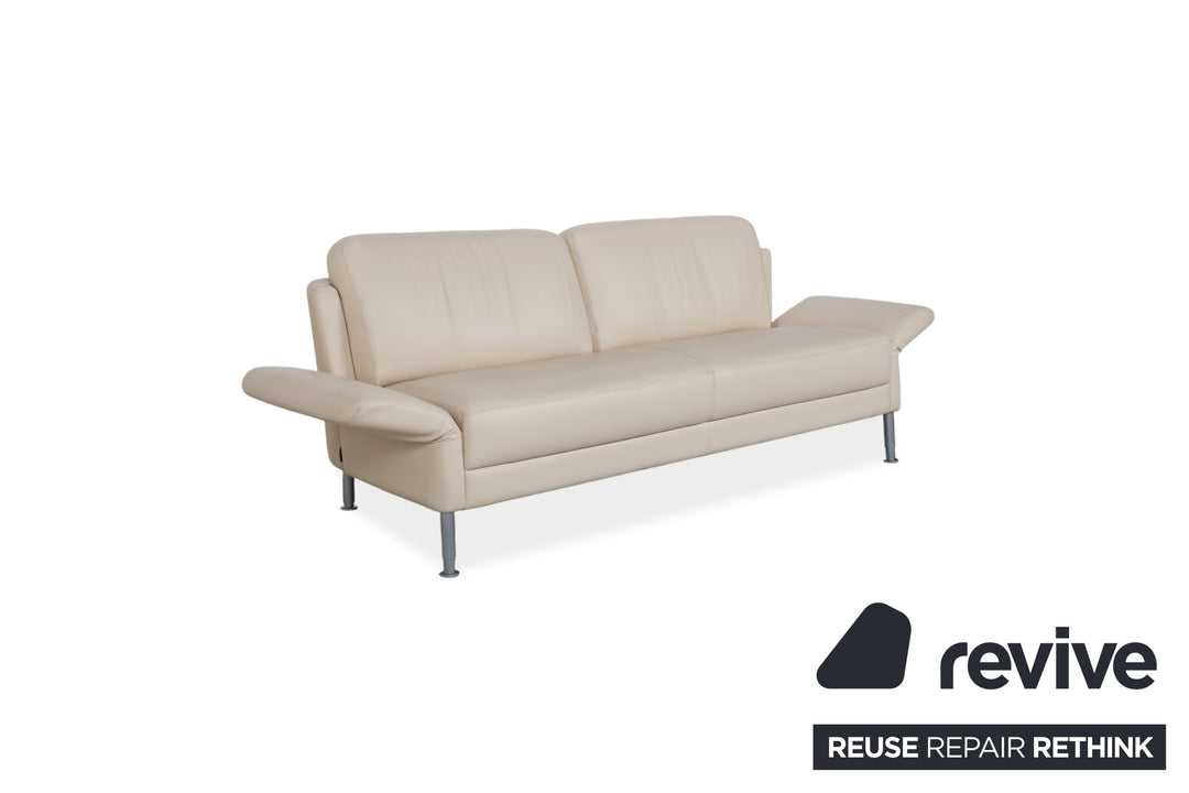 Intertime NIMBUS Leder Dreisitzer Creme manuelle Funktion Sofa Couch