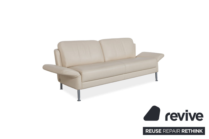 Intertime NIMBUS Leder Dreisitzer Creme manuelle Funktion Sofa Couch