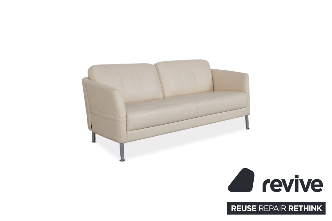 Intertime NIMBUS Leather Three-Seater Cream Manual Function Sofa Couch
