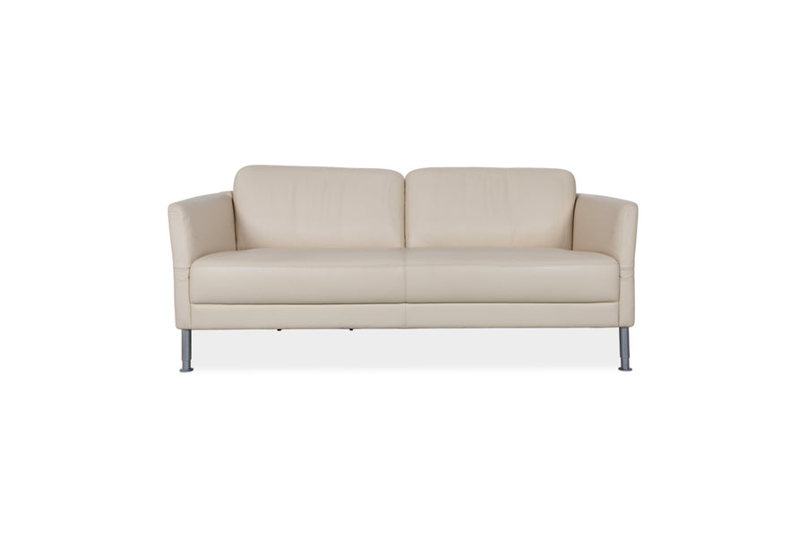 Intertime NIMBUS Leather Three-Seater Cream Manual Function Sofa Couch