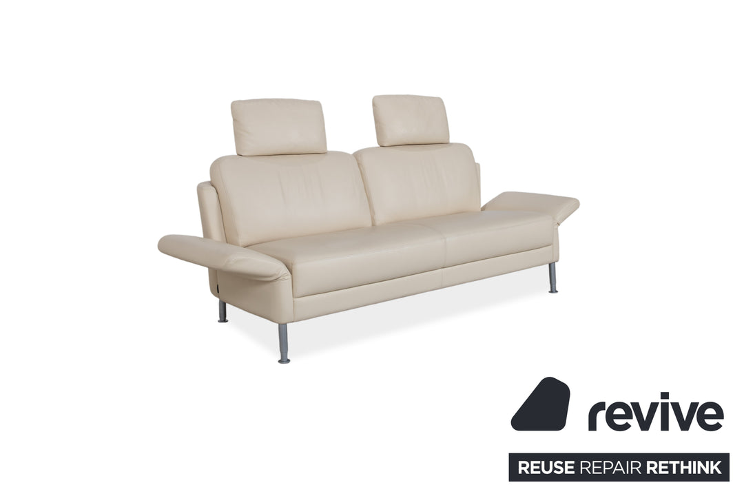 Intertime NIMBUS Leather Three-Seater Cream Manual Function Sofa Couch