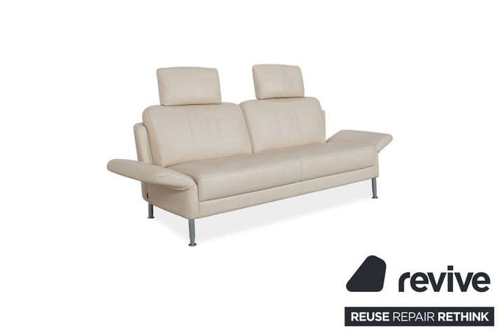 Intertime NIMBUS Leather Three-Seater Cream Manual Function Sofa Couch