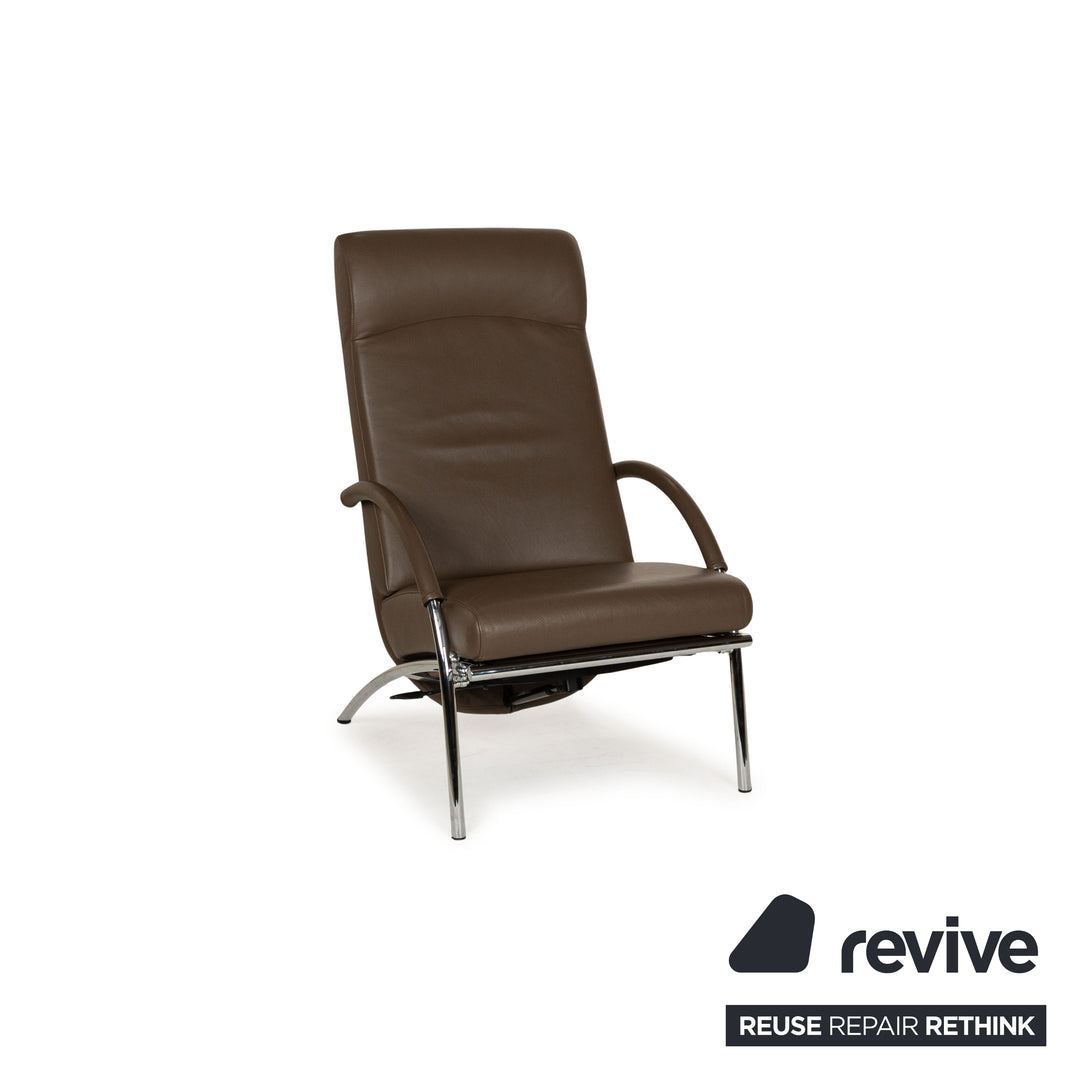 IP Design Curve Leather Relaxing Chair Brown Manual Function